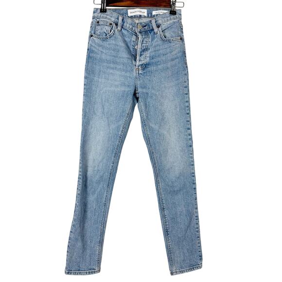 denim forum | yoko high rise slim medium wash button fly aritzia jeans sz 24 - Picture 2 of 12